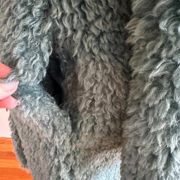 BCBGeneration Teddy Faux-Fur Blue-Green Coat L NWOT plush streetwear BOHO - Picture 5 of 16